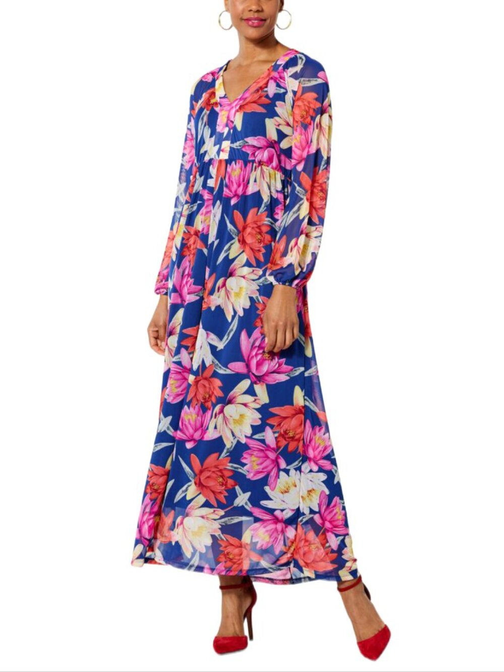 IMAN GLOBAL CHIC PRINTED MESH DRESS